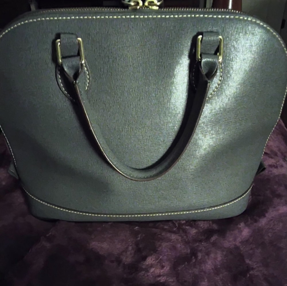 NEW Dooney & Bourke Saffiano Leather Zip Zip Satchel- Elephant w/Silver Hardware - Picture 9 of 10